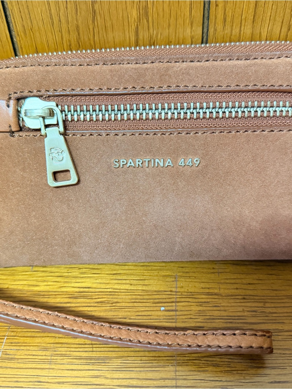 Spartina 449 Tan Suede-Look Wristlet Clutch